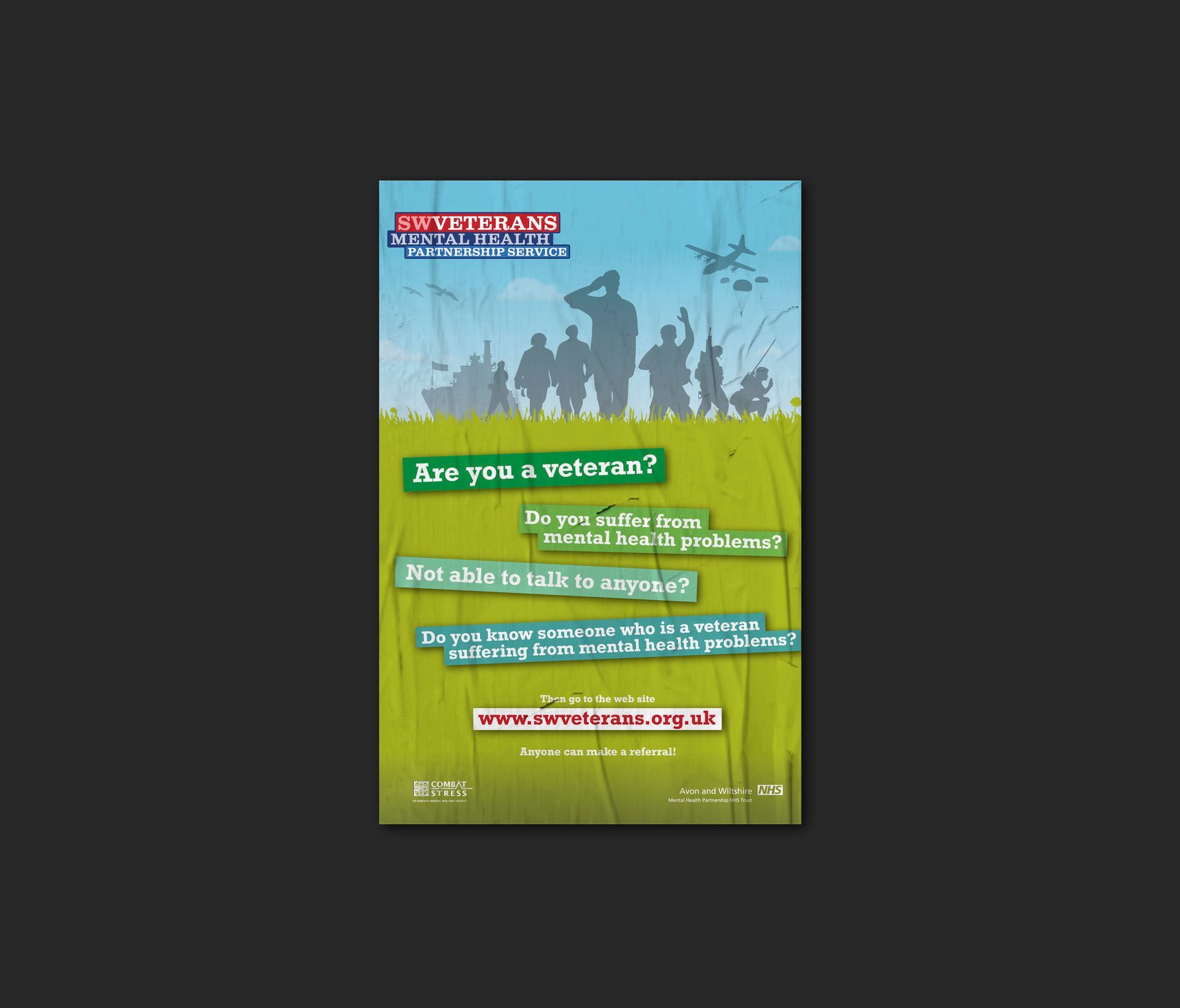 AWP poster, South West Veterans mental health partnership service
