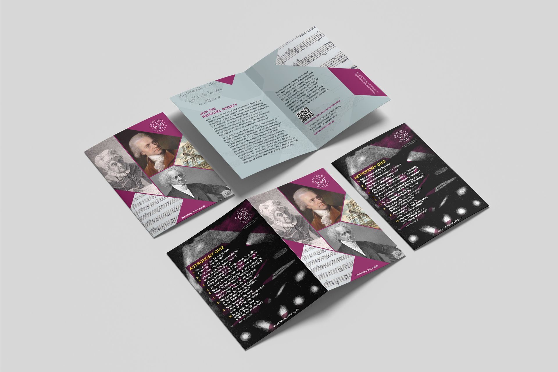 Herschel Society Bath new logo banner rebrand, brochure