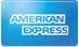 American Express logo in white on a blue rounded rectangle