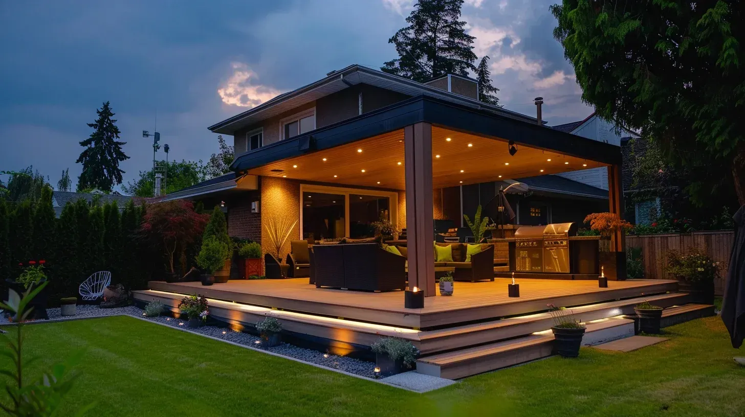 Entertainment Deck Surrey designs seating, bar zones, and lighting for social flow. Nights outside feel like vacation evenings. A deck that makes people stay longer.
Split-Level Deck Surrey transitions heights elegantly with wide step landings. Great for uneven yards. Multi-zone living becomes natural.
Freestanding Ground Deck Surrey avoids ledger attachment — perfect for floating builds. Fast installation with minimal disruption. Versatile and cost-friendly.
Deck Repair Surrey handles rot replacement, structural tightening and surface renewal. Extend life without full rebuild. Smart stewardship of your home.
Composite Capstock Overlay Surrey refreshes old wood frames with modern boards. Splinters gone forever. Visual upgrade + low care.