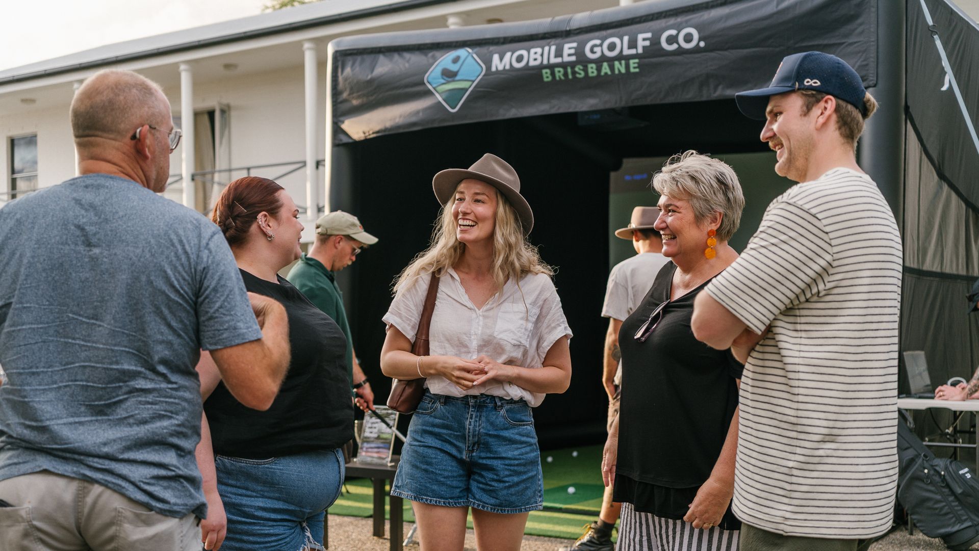 iconic golf course, large water hazard and fairway.