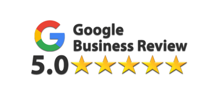 A google business review logo with five stars on it