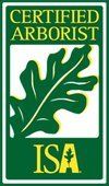 A certified arborist isa logo with an oak leaf on it.