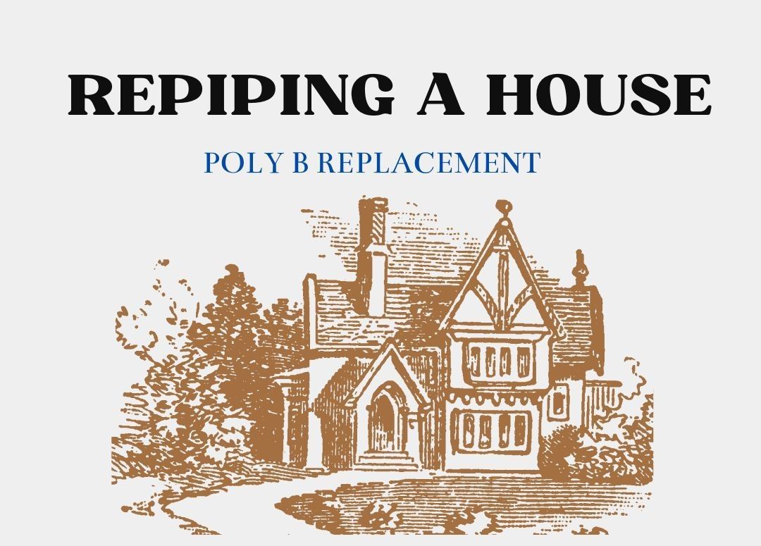 Repiping a house with brown line drawing of a home and trees on a light background