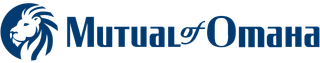 A blue logo for mutual of omaha with a lion on it