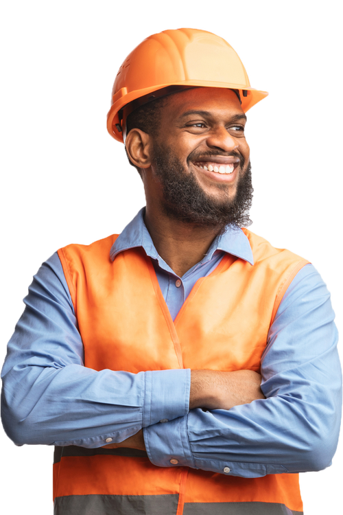 Smiling Worker with Hard Hat — Knoxville, TN — DMD Masonry, LLC