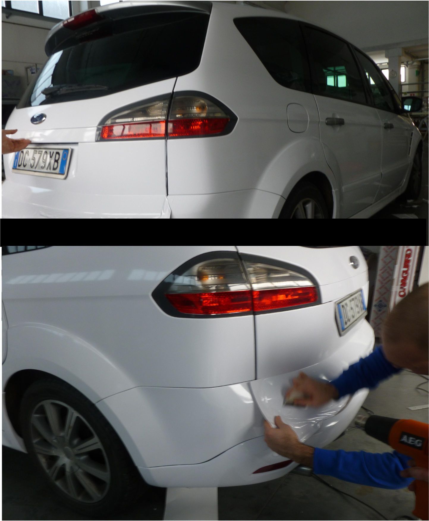 applicazione di pellicola adesiva su un'automobile