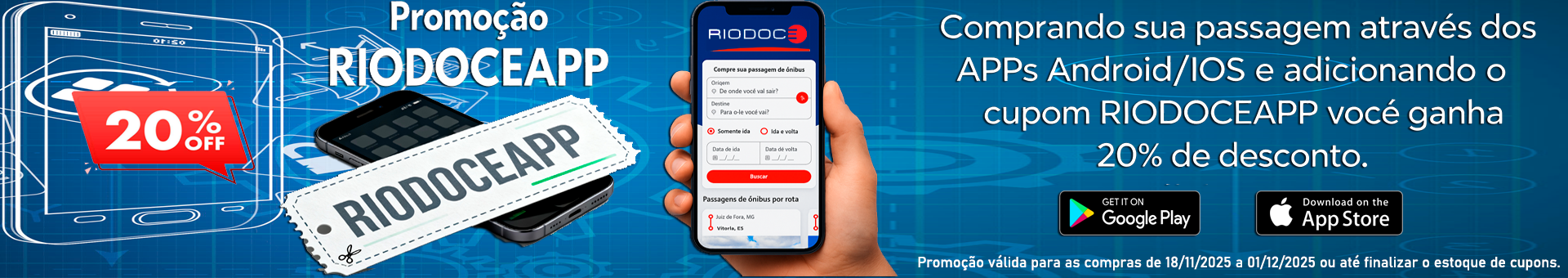 Mão segurando um celular. Texto de fundo: "Chegou o novo aplicativo!" e "Sua compra com mais agilidade e segurança."