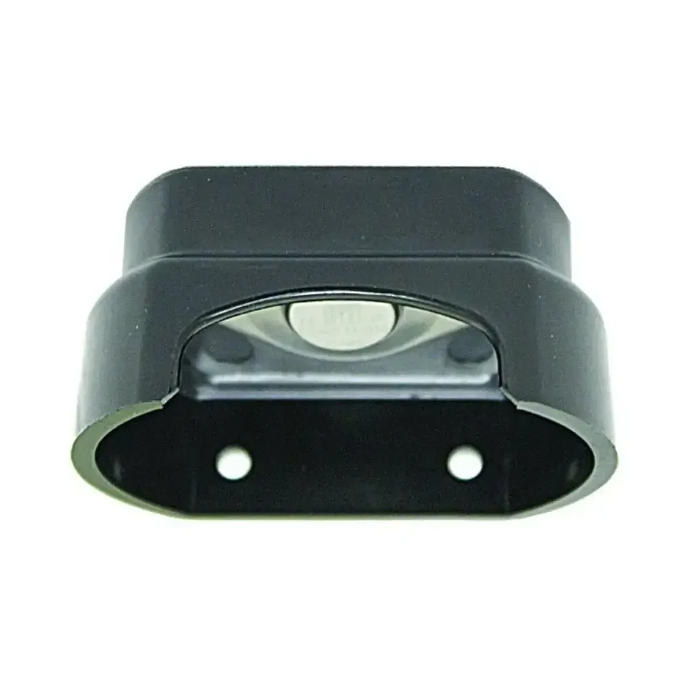 A close up of a black object with two holes in it