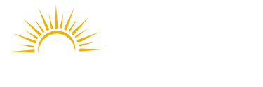 Golden sun over an arch, likely logo or brand identity.