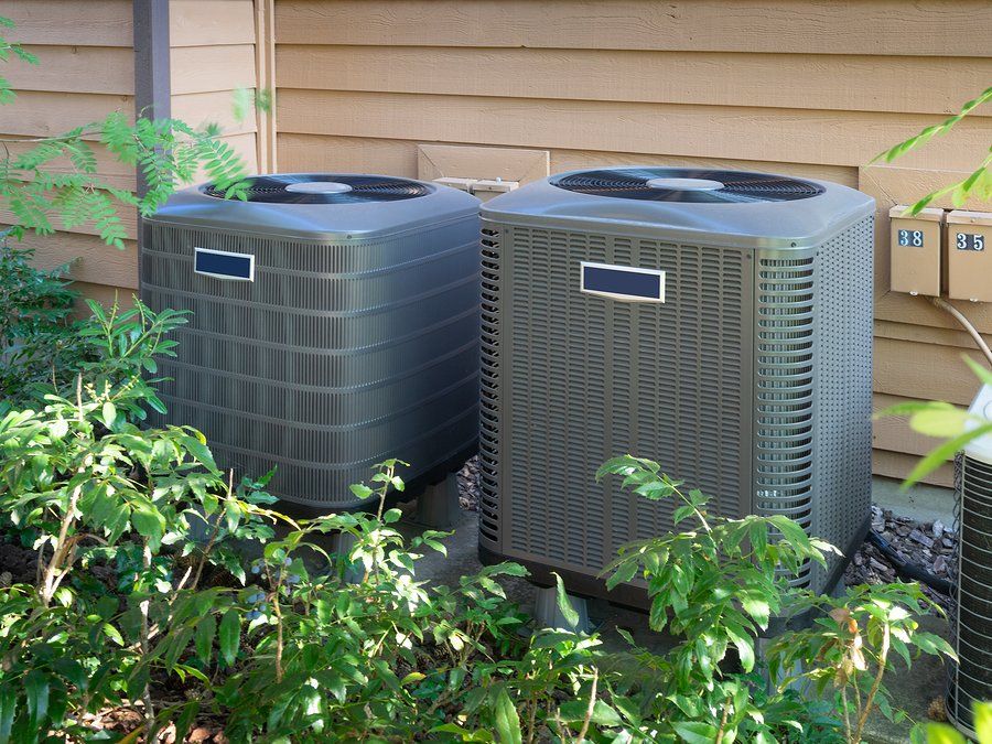 a gray central air conditioner