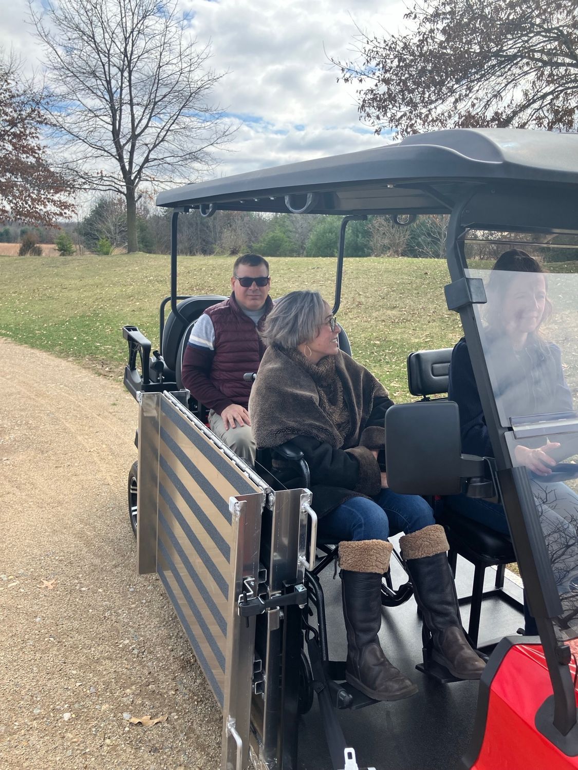 PHED Mobility RIDEABOUT wheelchair golf cart - Red - Driving in the countryside