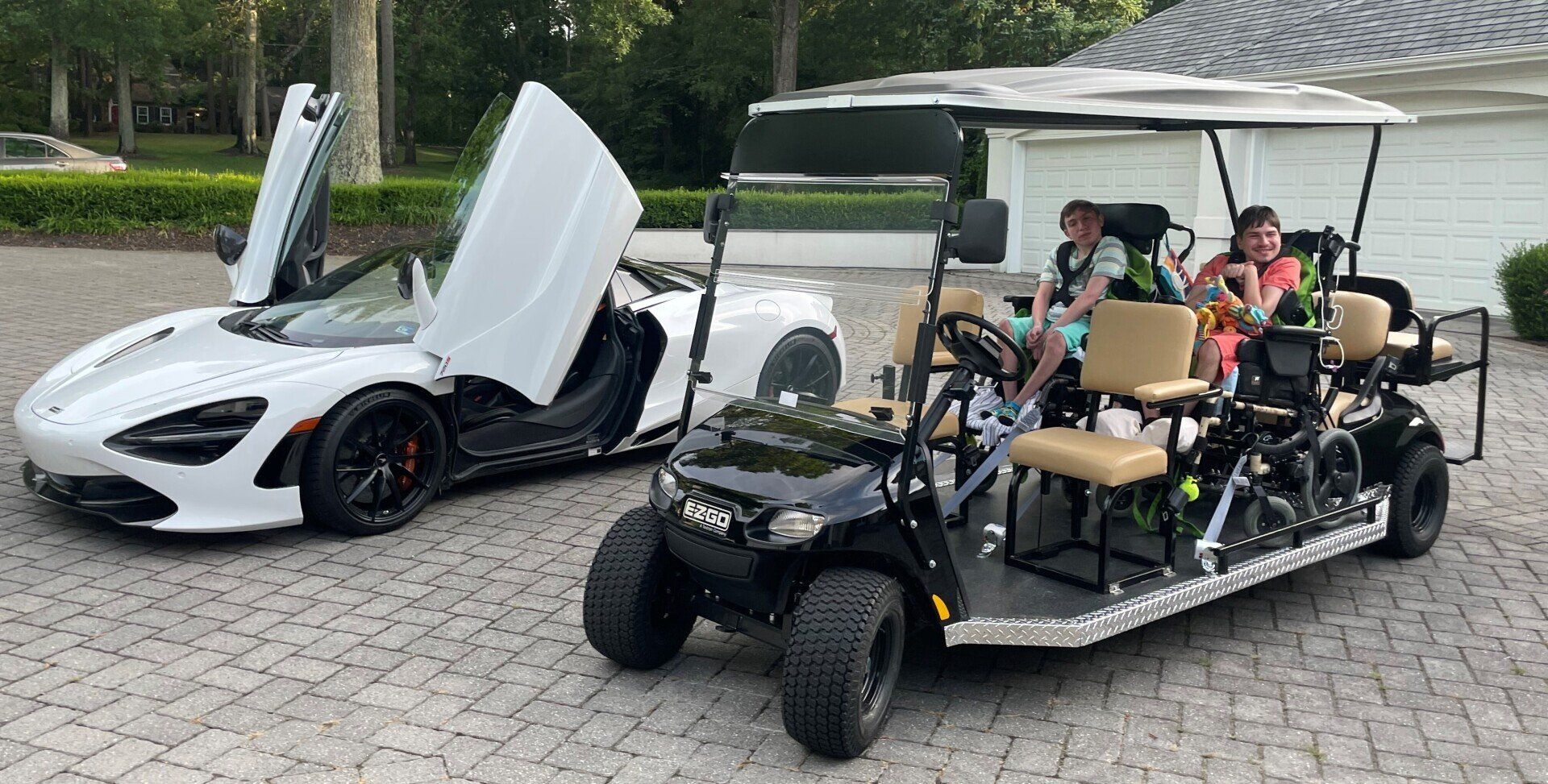 PHED Mobility dual wheelchair golf cart RIDEABOUT can comfortably transport two wheelchair users at the same time.