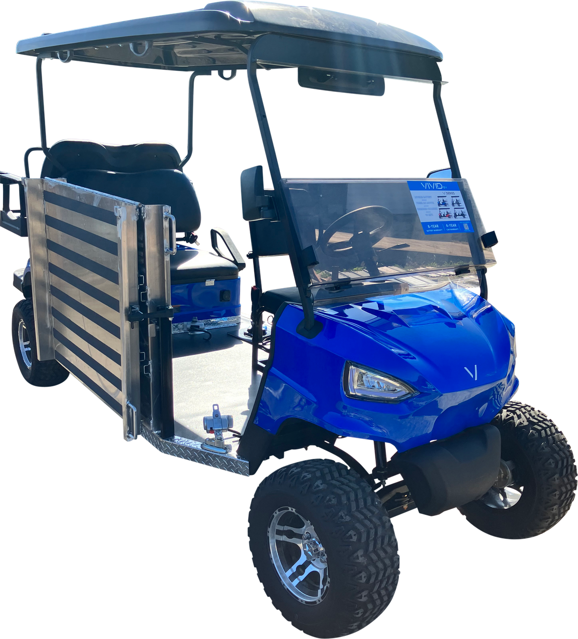 Blue, lifted wheelchair golf cart from PHED Mobility - electric - VIVID EV