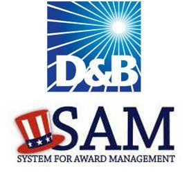 A logo for d & b and sam system for award management