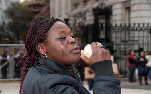 Janet Alder at campaign demonstration