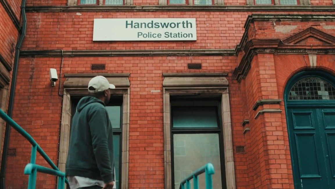 Mikey Powell's cousin, Tippa Naphtali, at Thornhill Road police station, Birmingham