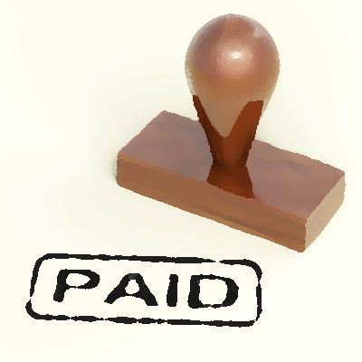 Rubber stamp with paid word