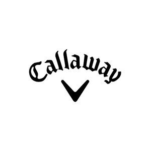 Callaway golf brand logo: black text, arching over a black chevron on white.