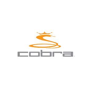 Cobra golf equipment logo: an orange cobra with a crown above the gray word 