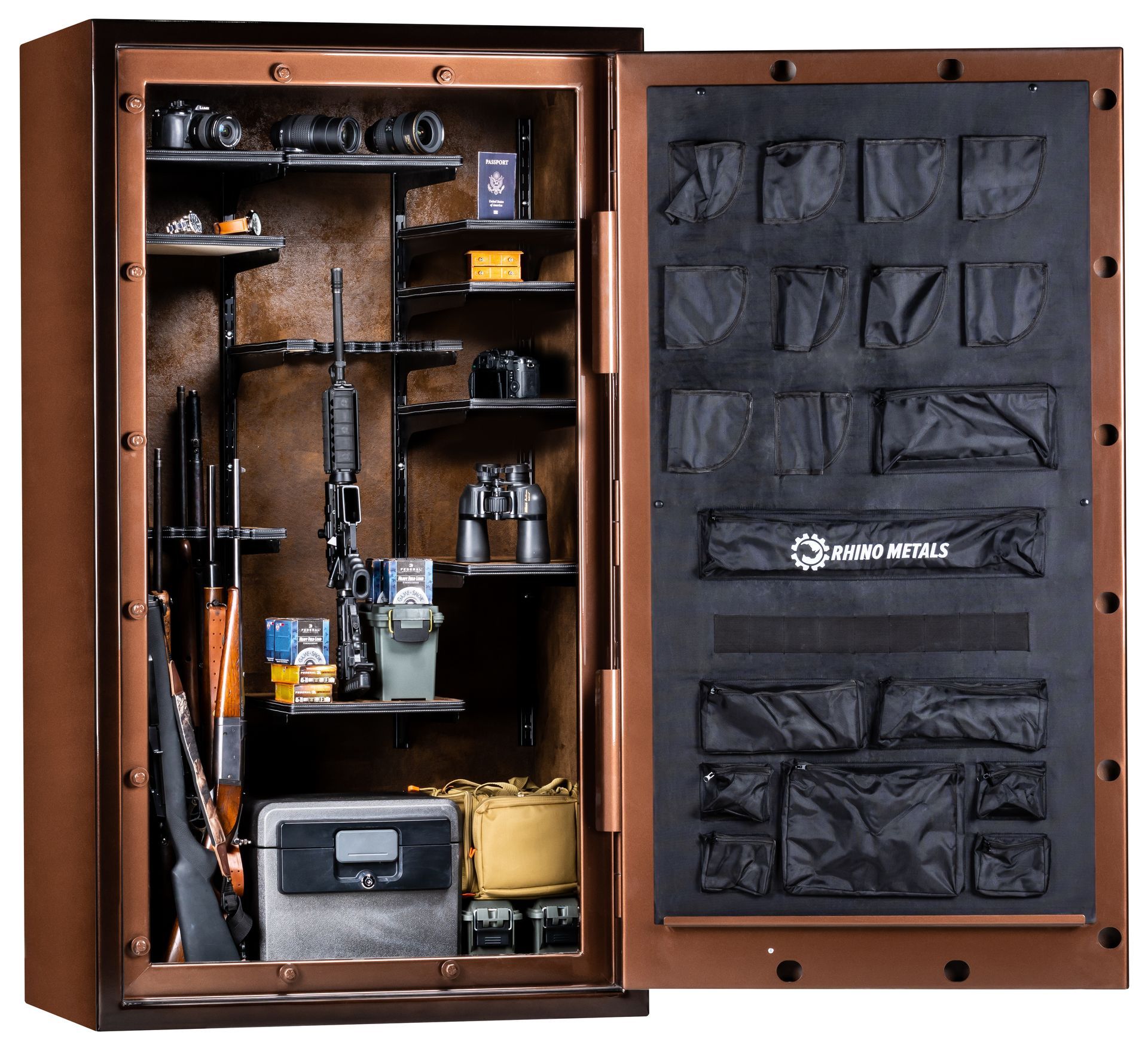 inside gun safe at our gun safe show room in Springfield MO