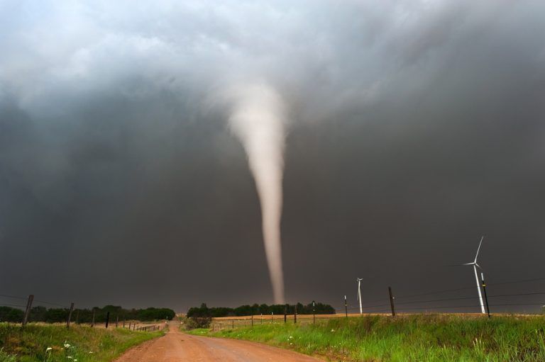 Tornado along flat land