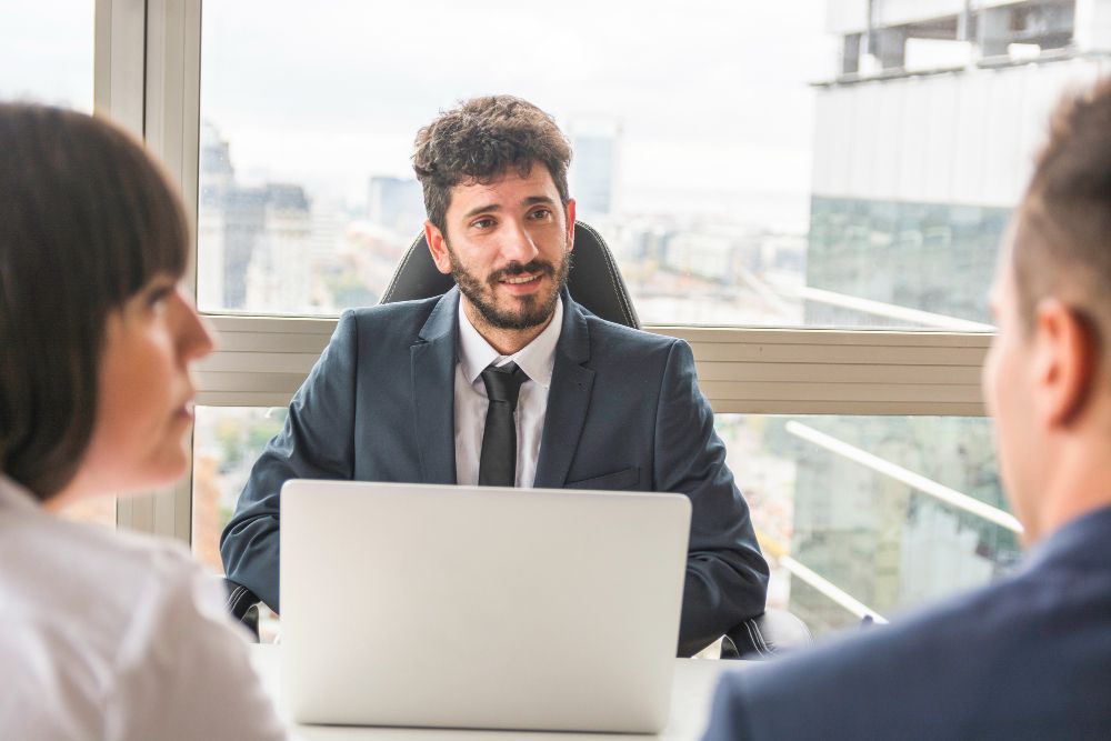 Recruiter conducting job interview with potential employee for employment opportunity