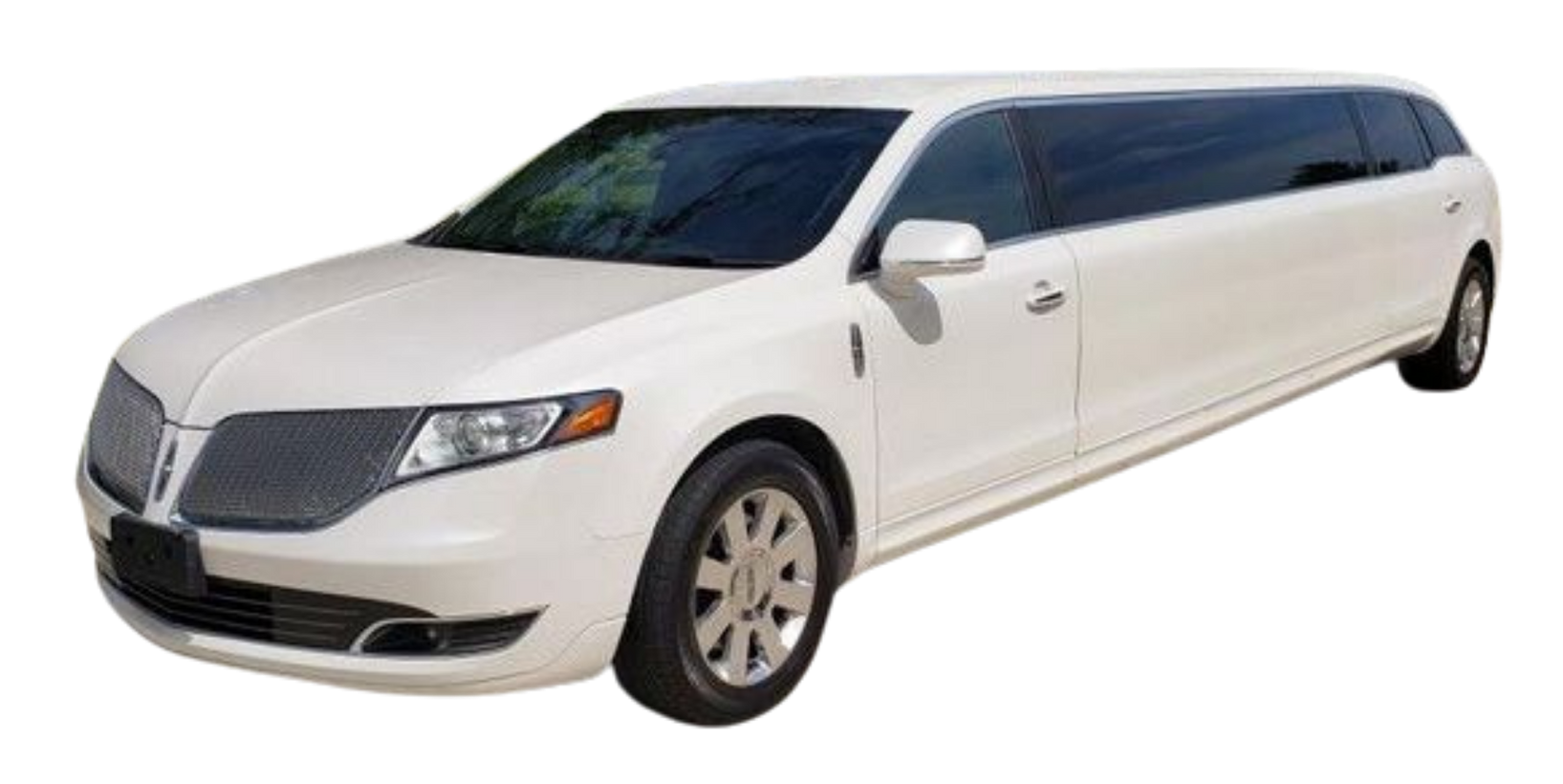 A white limousine is shown on a white background.