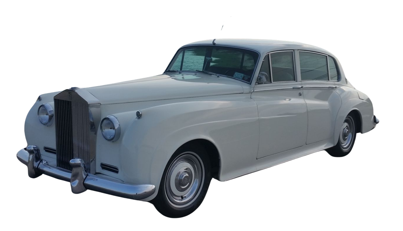 A white rolls royce on a white background.