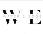 A black and white logo for water 's edge.