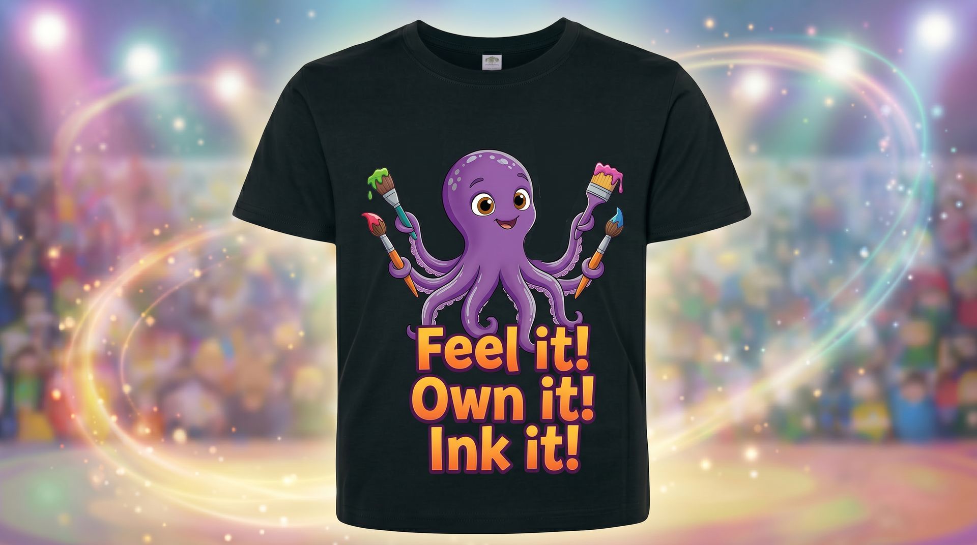 Inky octopus artist black t-shirt — Feel it! Own it! Ink it! — Endless Wonder Studios