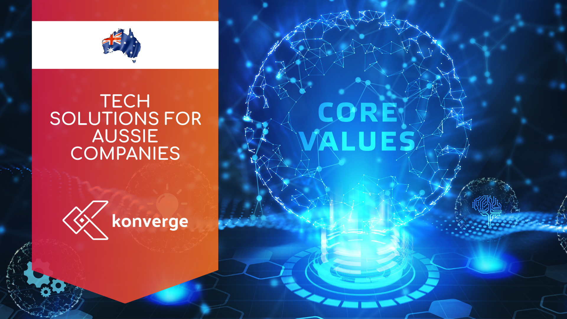 A banner for tech solutions for aussie companies with a globe in the background.