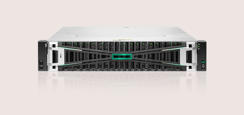 A server is sitting on top of a white surface.