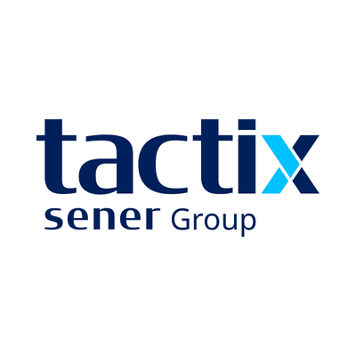 The logo for tactix sener group is blue and white on a white background.