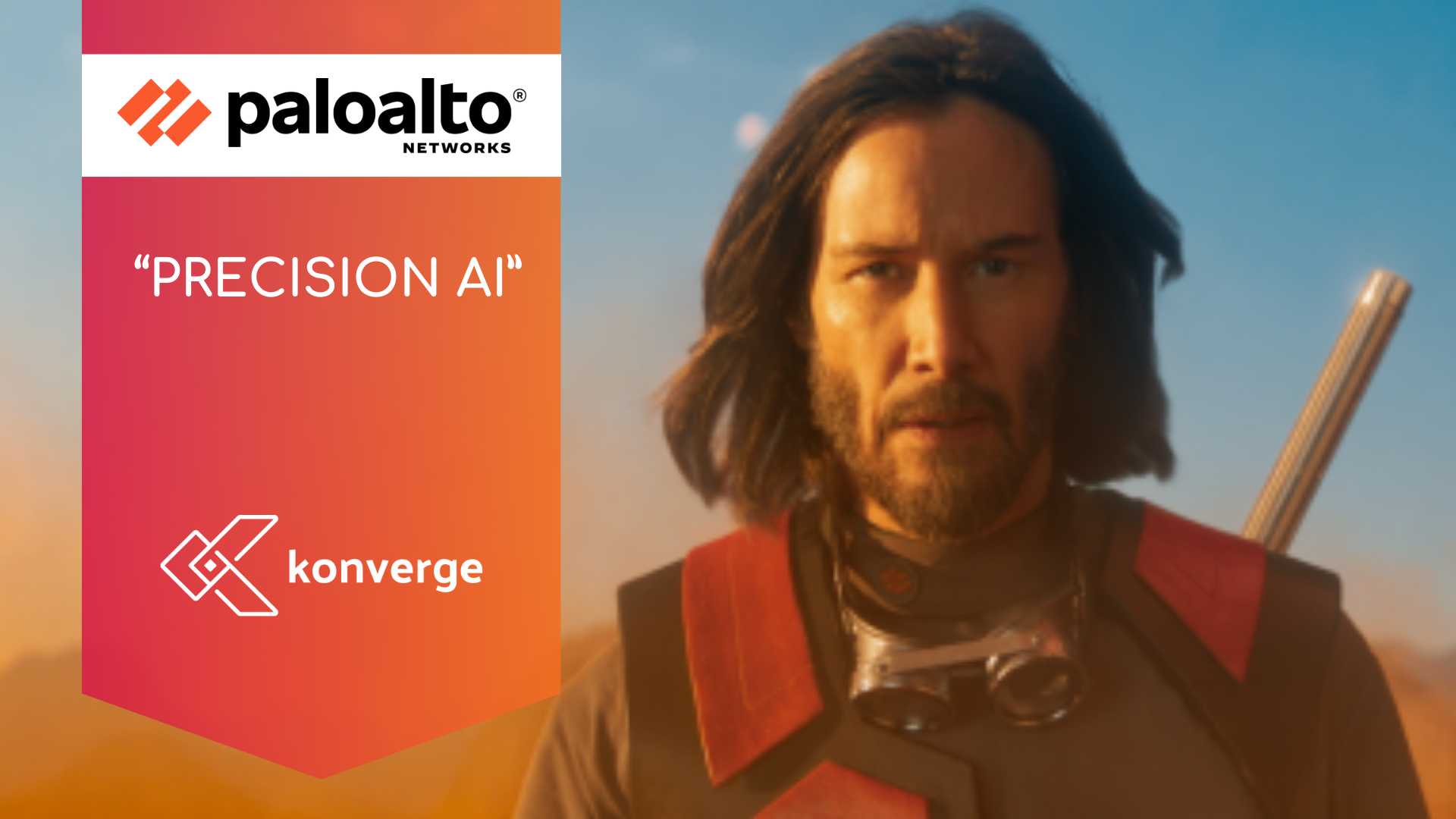 Palo Alto and Konverge logo with Keanu Reeves