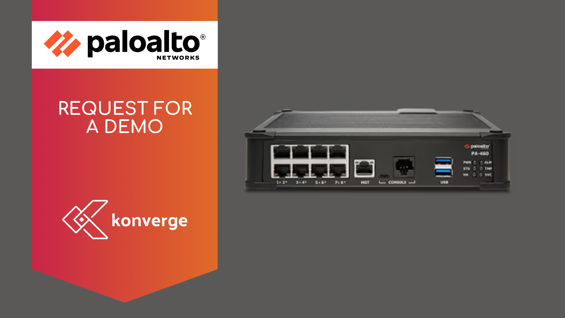 A paloalto device is sitting on a gray surface.