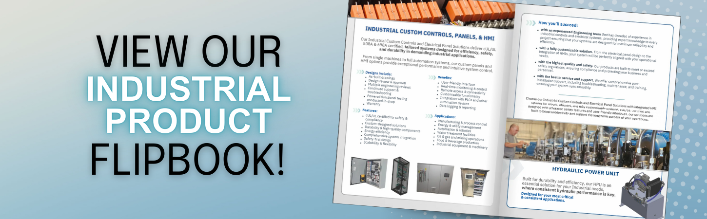 A book is open to a page that says view our industrial product flipbook.