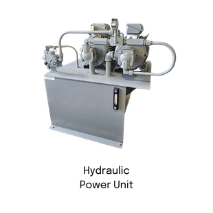 A picture of a hydraulic power unit on a white background.