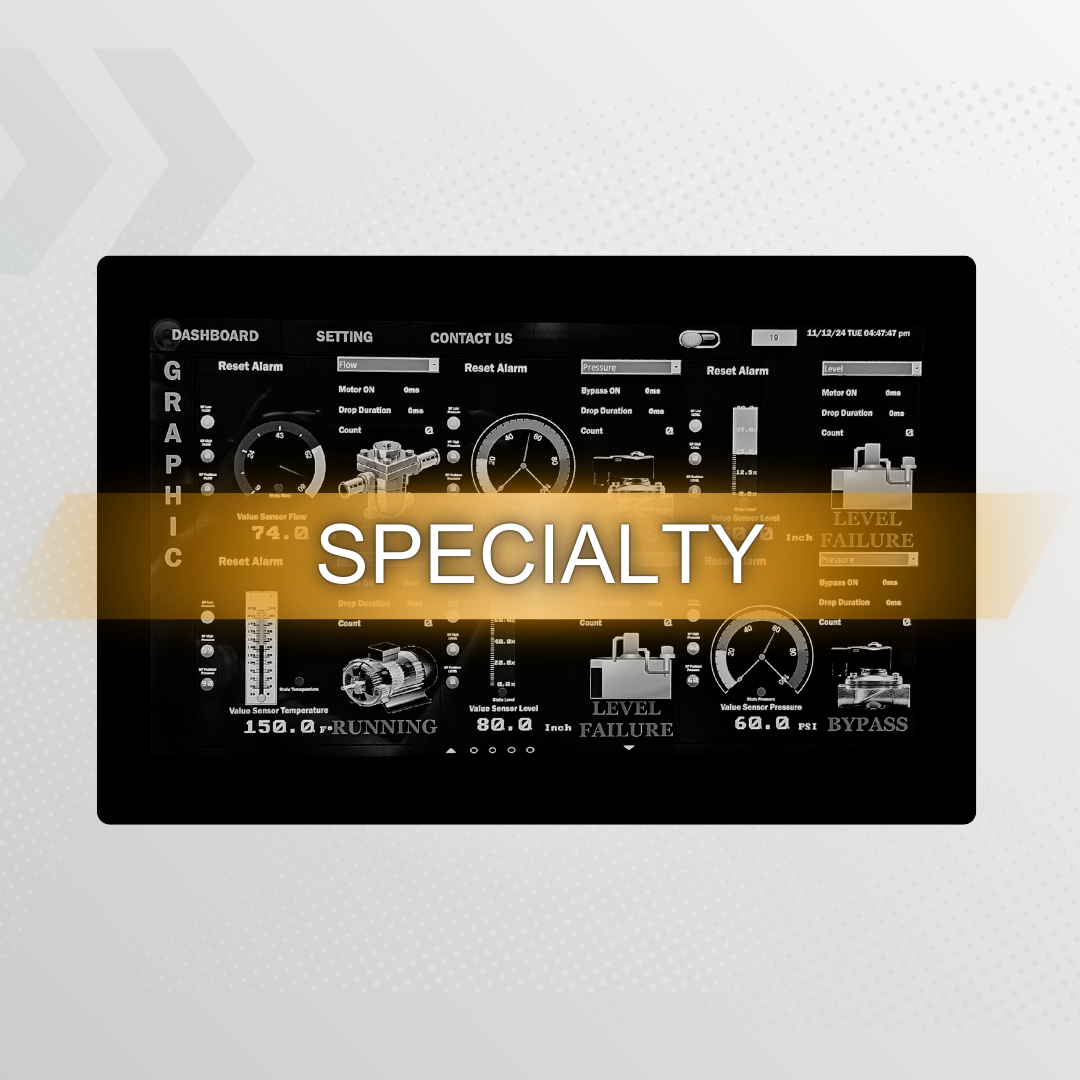 A black screen with the word specialty on it