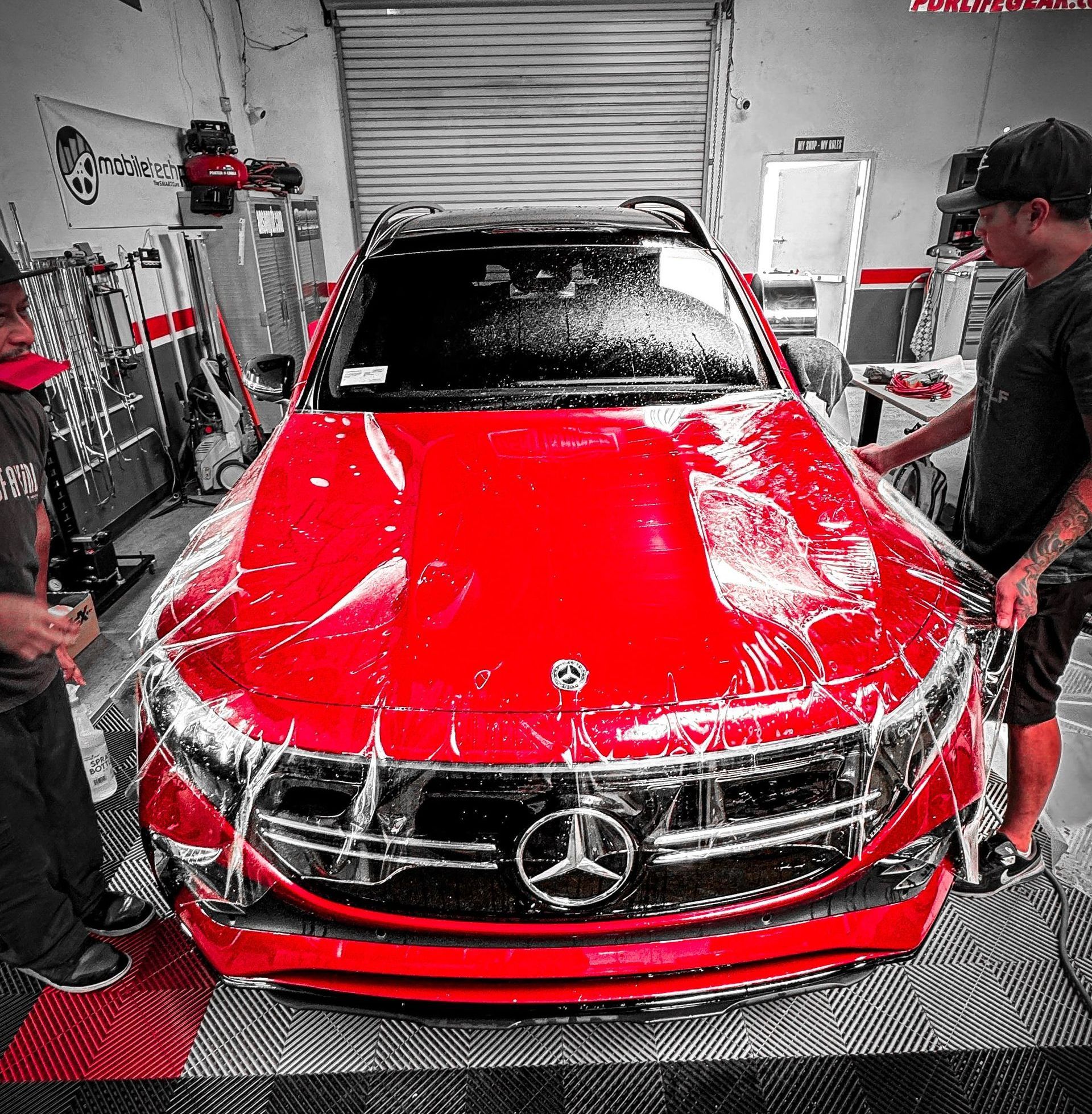 Paint protection film red mercedes