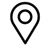 A black, outline-style map pin icon centered on a white background.