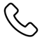 A black outline icon of a telephone handset on a white background.
