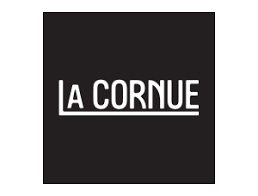 A black and white logo for la cornue on a white background.
