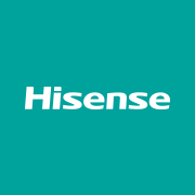 The hisense logo is on a blue background.