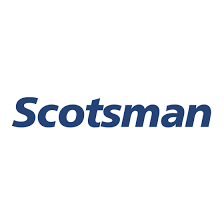 The scotsman logo is blue and white on a white background.