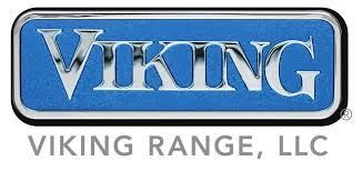 The logo for viking range llc is blue and silver.