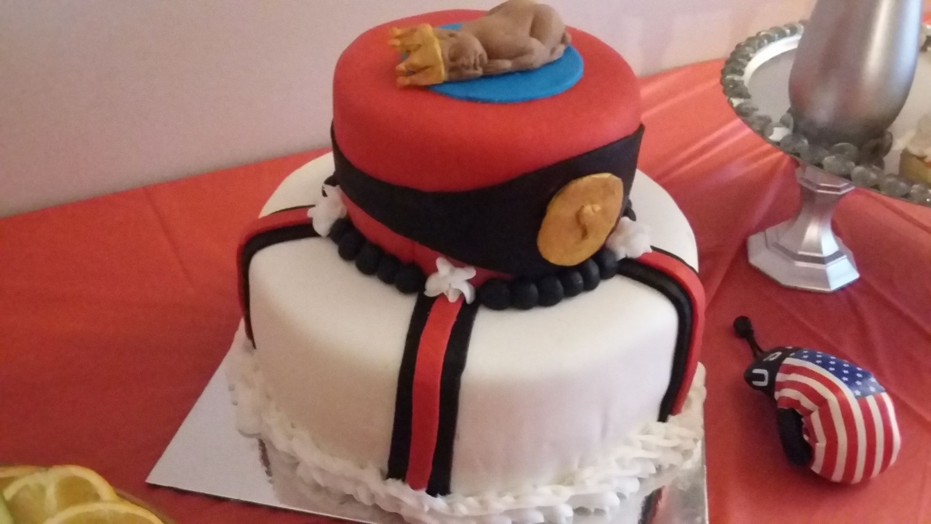 Special occasion fondant covered multi layered cake