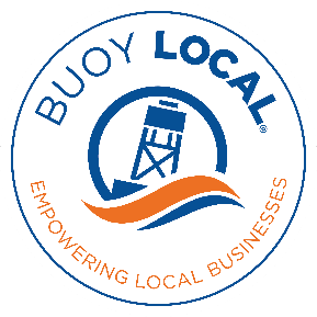 A buoy local logo that says empowering local businesses