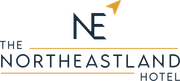 A logo for the northeastland hotel with a triangle in the middle.