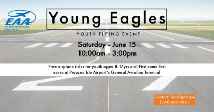 An advertisement for young eagles youth flying event